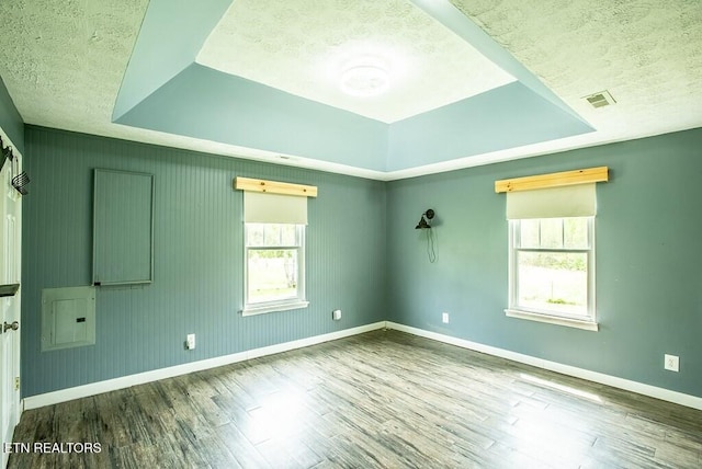 4148 New Home Rd, Smithville, TN 37166 - unfurnished room with a raised ceiling, a textured ceiling, and wood finished floors
