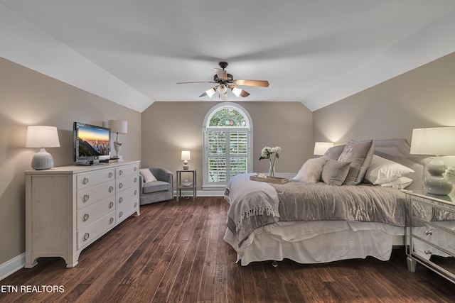 920 Andover View Ln, Knoxville, TN 37922 - bedroom with vaulted ceiling, dark wood-type flooring, and ceiling fan