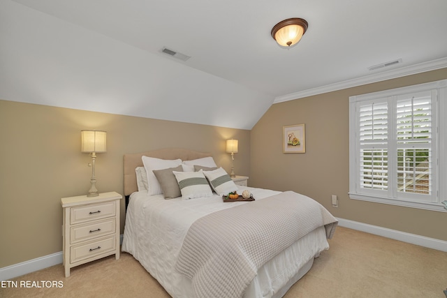 920 Andover View Ln, Knoxville, TN 37922 - bedroom with light carpet, vaulted ceiling, and crown molding