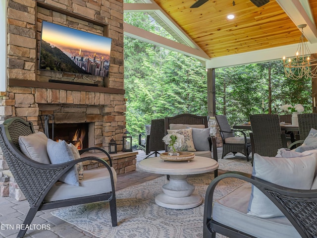 920 Andover View Ln, Knoxville, TN 37922 - view of patio / terrace featuring an outdoor living space with a fireplace and outdoor dining area