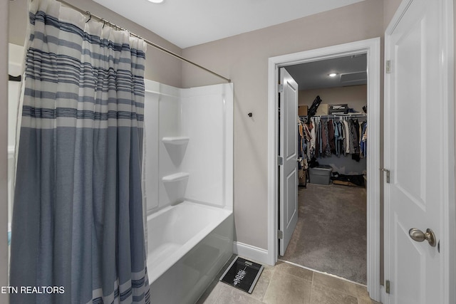 3038 Lazy River Dr, Knoxville, TN 37931 - bathroom featuring shower / tub combo with curtain and a walk in closet