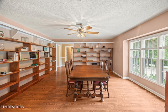103 Wickham Ln, Fairfield Glade, TN 38558 - dining room featuring a textured ceiling, ceiling fan, and light wood-type flooring