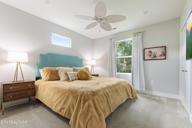 9401 Shirley Ann Rd, Kodak, TN 37764 - bedroom featuring carpet floors, multiple windows, and a ceiling fan