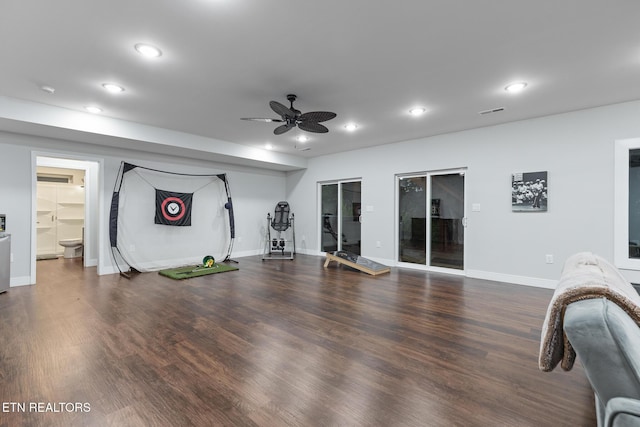 9401 Shirley Ann Rd, Kodak, TN 37764 - exercise area featuring recessed lighting, wood finished floors, and ceiling fan