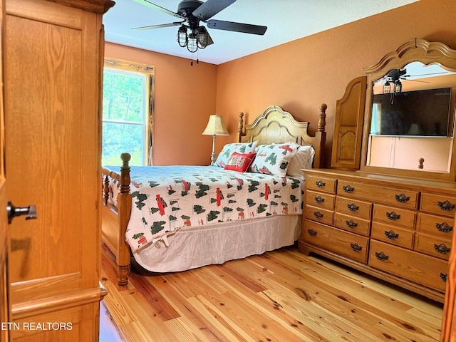 1659 Cherohala Skwy, Tellico Plains, TN 37385 - bedroom featuring wood finished floors and ceiling fan