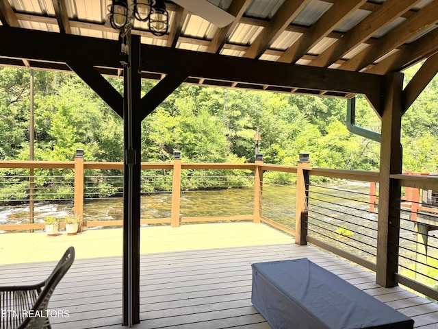 1659 Cherohala Skwy, Tellico Plains, TN 37385 - wooden terrace with a water view and a wooded view