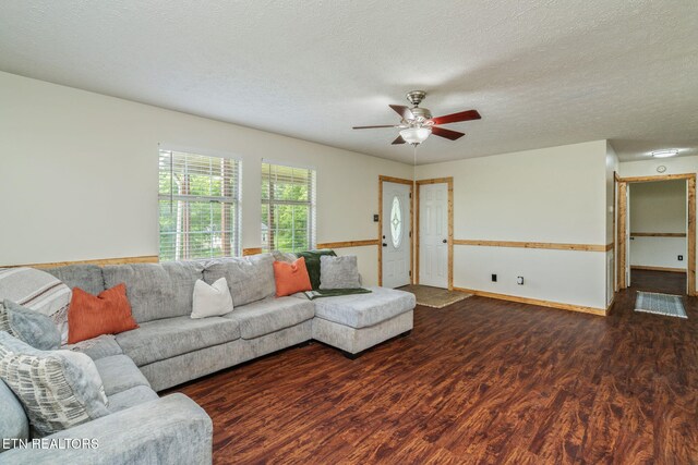 555 N Trigonia Rd, Greenback, TN 37742 - living area with wood finished floors, ceiling fan, and a textured ceiling