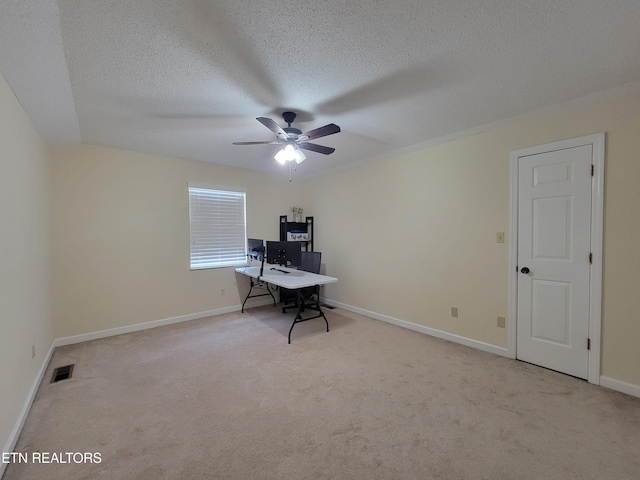 237 Camelot Ct, Knoxville, TN 37922 - office space with light colored carpet, ceiling fan, and a textured ceiling