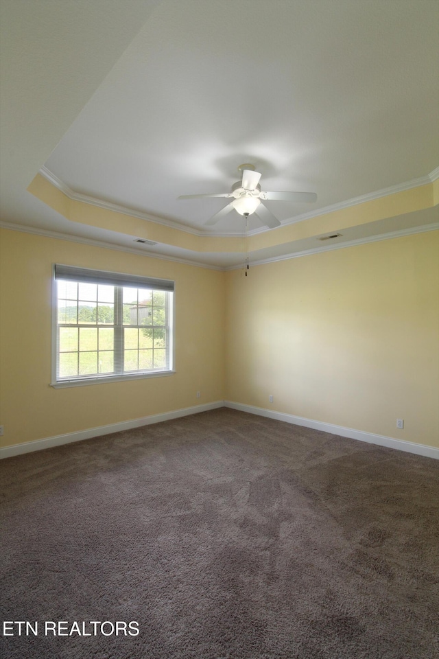 122 Dayflower Way, Maynardville, TN 37807 - unfurnished room with a raised ceiling, ornamental molding, a ceiling fan, and carpet