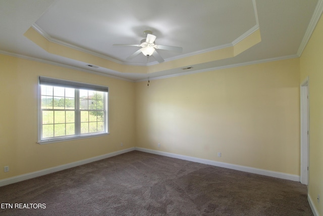 122 Dayflower Way, Maynardville, TN 37807 - carpeted spare room with a tray ceiling, crown molding, and a ceiling fan