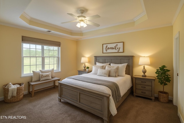 122 Dayflower Way, Maynardville, TN 37807 - bedroom featuring a raised ceiling, carpet flooring, ornamental molding, and a ceiling fan