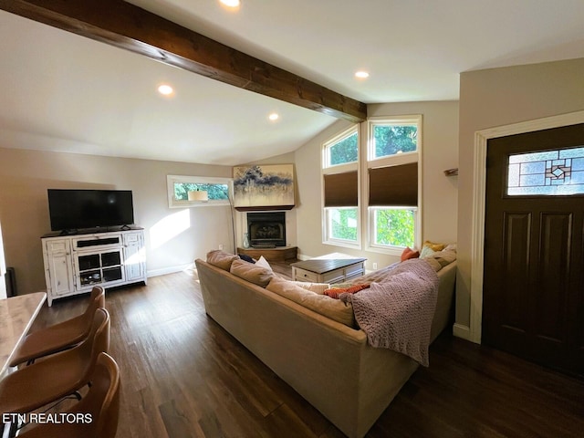 116 Lasalle Rd, Oak Ridge, TN 37830 - living area with plenty of natural light, dark wood-type flooring, a fireplace with raised hearth, and recessed lighting
