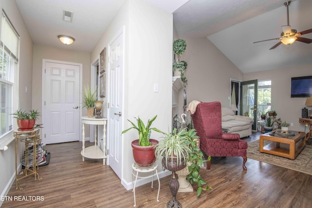 5632 Libby Way, Knoxville, TN 37924 - foyer featuring wood finished floors, a ceiling fan, and lofted ceiling