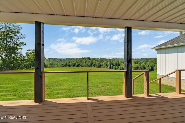 320 Ridge Ln, Monterey, TN 38574 - wooden terrace with a forest view and a yard