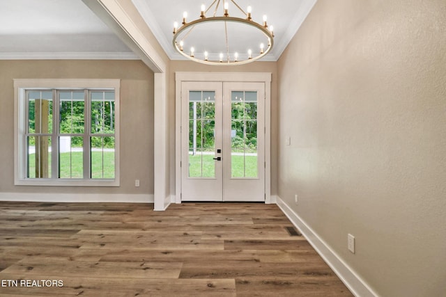 320 Ridge Ln, Monterey, TN 38574 - doorway with french doors, crown molding, healthy amount of natural light, and a chandelier