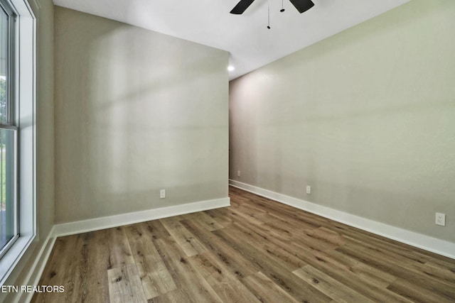320 Ridge Ln, Monterey, TN 38574 - empty room with a ceiling fan, wood finished floors, plenty of natural light, and recessed lighting