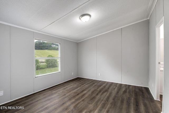 6952 Cottonport Rd, Decatur, TN 37322 - unfurnished room with ornamental molding, dark wood-type flooring, and a textured ceiling