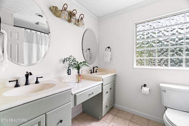 824 W Woodchase Rd, Knoxville, TN 37934 - full bath featuring crown molding, double vanity, and tile patterned flooring