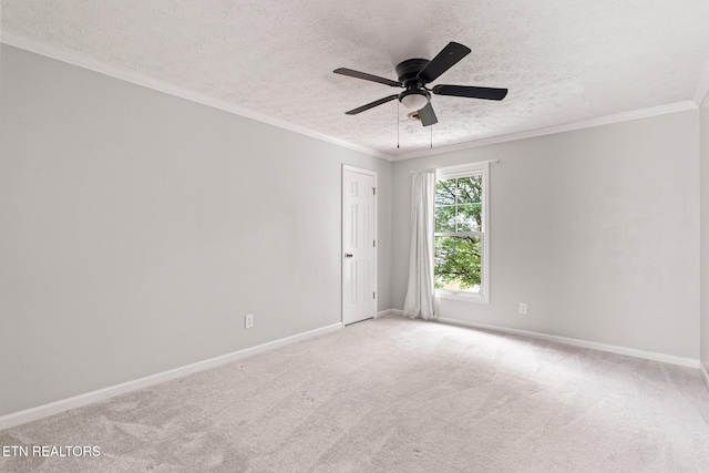 824 W Woodchase Rd, Knoxville, TN 37934 - empty room with a textured ceiling, a ceiling fan, carpet, and crown molding