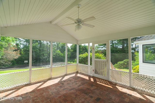 824 W Woodchase Rd, Knoxville, TN 37934 - unfurnished sunroom with a ceiling fan and view of wooded area