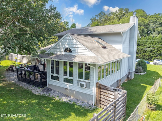 1839 Plumb Creek Cir, Knoxville, TN 37932 - rear view of house with a chimney, roof with shingles, and cooling unit