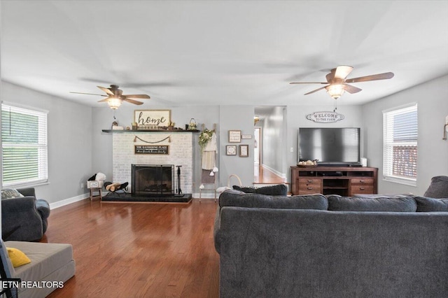 288 Forks Grove Rd, Lafollette, TN 37766 - living room featuring ceiling fan, plenty of natural light, and wood finished floors