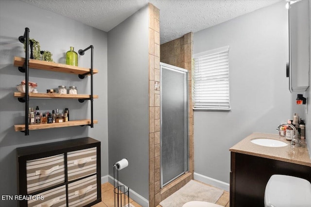 288 Forks Grove Rd, Lafollette, TN 37766 - full bath featuring a shower stall, a textured ceiling, and vanity