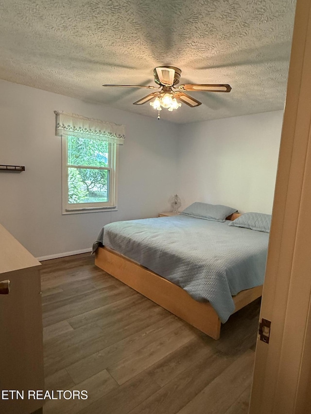 195 Hamblin St, New Tazewell, TN 37825 - bedroom with wood finished floors, a textured ceiling, and ceiling fan
