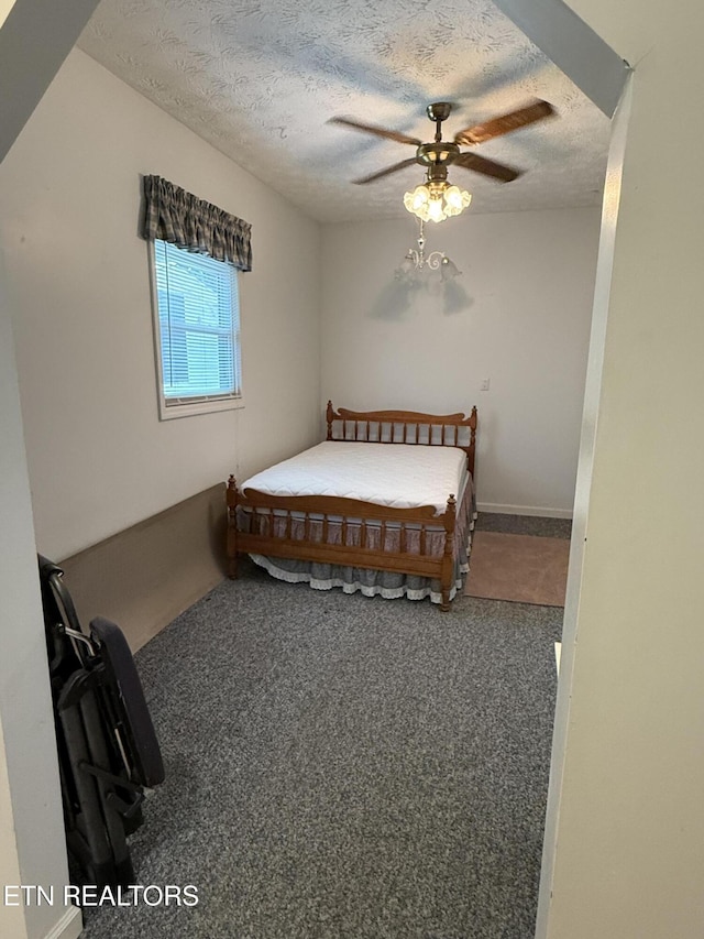 195 Hamblin St, New Tazewell, TN 37825 - carpeted bedroom with a textured ceiling and a ceiling fan