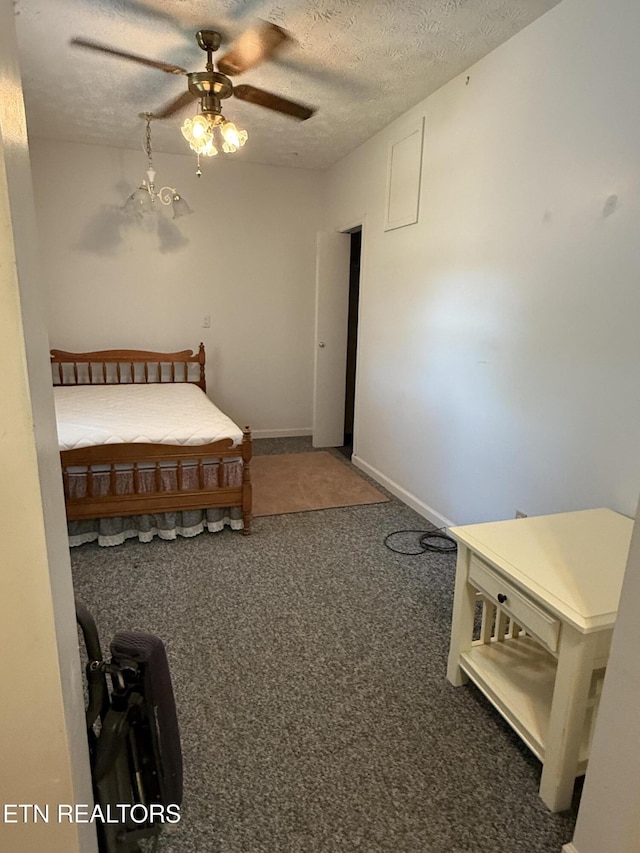 195 Hamblin St, New Tazewell, TN 37825 - bedroom with carpet floors, a textured ceiling, and a ceiling fan