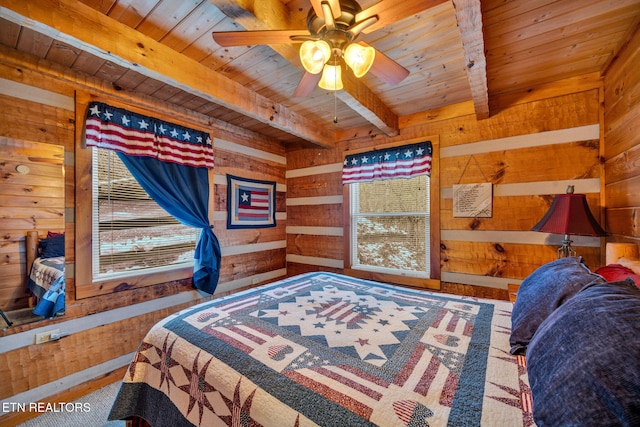 2784 Mountain View Cir, Sevierville, TN 37862 - bedroom with a wood ceiling with exposed beams and wood walls