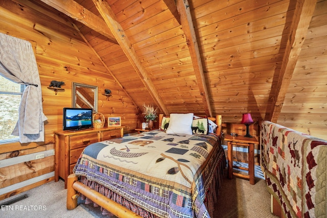 2784 Mountain View Cir, Sevierville, TN 37862 - bedroom with wooden walls, carpet floors, and wooden ceiling