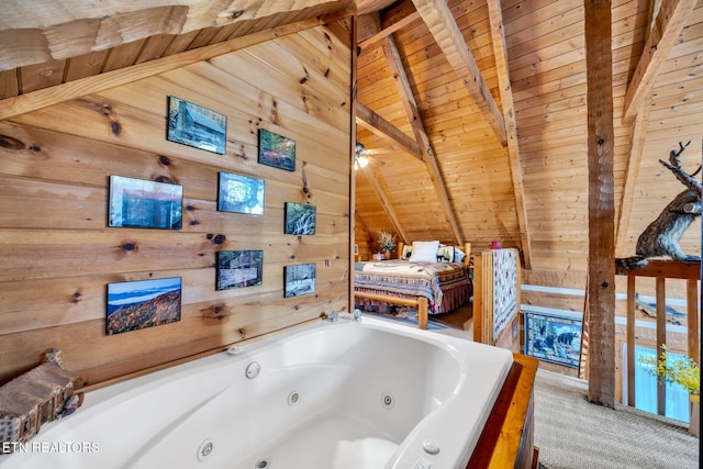 2784 Mountain View Cir, Sevierville, TN 37862 - full bath with wood walls, wooden ceiling, and a jetted tub