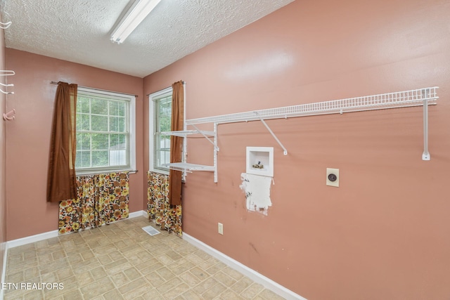363 Staghorn Ln, Seymour, TN 37865 - laundry room with hookup for a washing machine, hookup for an electric dryer, a textured ceiling, and light floors