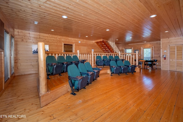 1032 Black Bear Cub Way, Sevierville, TN 37862 - miscellaneous room with wood ceiling, wooden walls, hardwood / wood-style floors, and recessed lighting