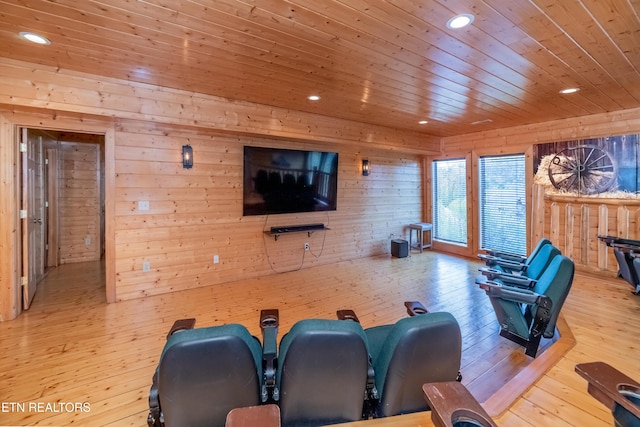 1032 Black Bear Cub Way, Sevierville, TN 37862 - living area featuring wood-type flooring, wood ceiling, wood walls, and recessed lighting