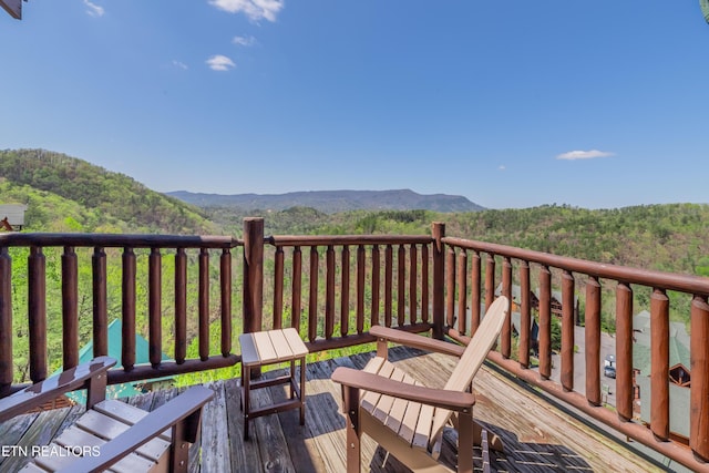 1032 Black Bear Cub Way, Sevierville, TN 37862 - deck with a mountain view and a view of trees