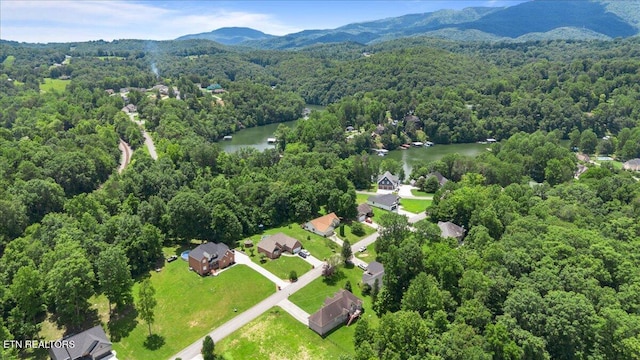 171 Forest Cove Ct, Jacksboro, TN 37757 - bird's eye view of a heavily wooded area and a water and mountain view