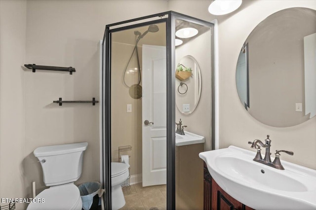 171 Forest Cove Ct, Jacksboro, TN 37757 - bathroom featuring vanity, a stall shower, and tile patterned floors