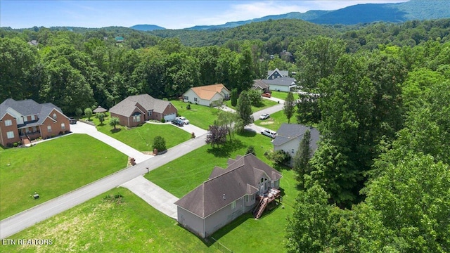 171 Forest Cove Ct, Jacksboro, TN 37757 - aerial perspective of suburban area featuring a mountain backdrop