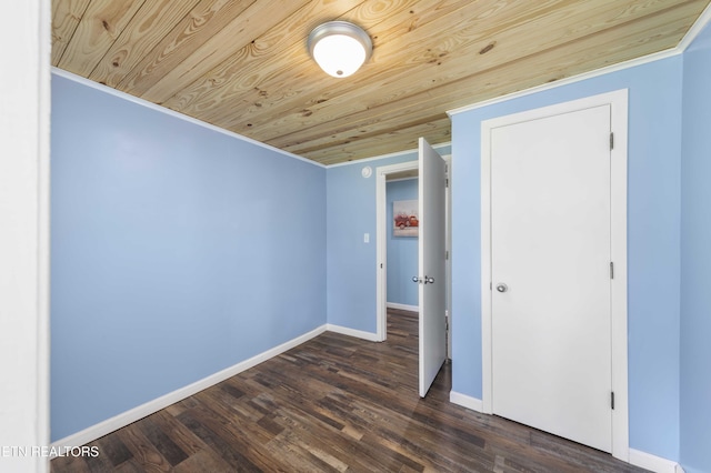 204 Queener St, Jacksboro, TN 37757 - unfurnished bedroom featuring wooden ceiling, dark wood-style floors, and ornamental molding