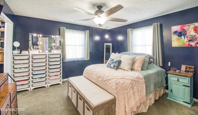 181 Overlook Ln, Jacksboro, TN 37757 - bedroom with carpet flooring, a textured ceiling, and ceiling fan