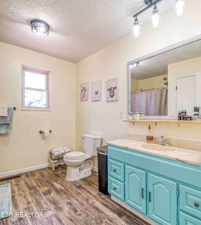 181 Overlook Ln, Jacksboro, TN 37757 - bathroom featuring vanity, a textured ceiling, wood finished floors, and track lighting