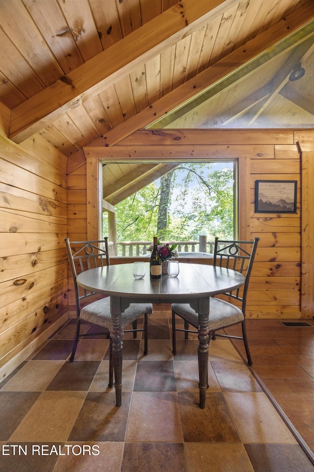 1235 Honeysuckle Ln, Sevierville, TN 37876 - dining area featuring wood walls and wooden ceiling