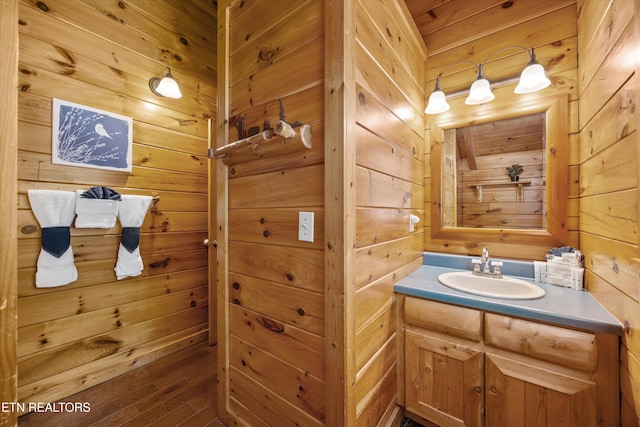 1235 Honeysuckle Ln, Sevierville, TN 37876 - bathroom with wooden walls and vanity