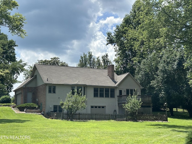 302 Lake St, Harriman, TN 37748 - view of side of home with a chimney, an attached garage, and brick siding