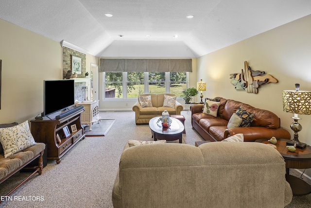 302 Lake St, Harriman, TN 37748 - living area with carpet flooring and lofted ceiling