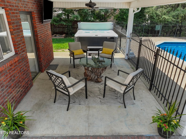 112 Reed Cir, Johnson City, TN 37601 - fenced backyard with a hot tub and a patio area