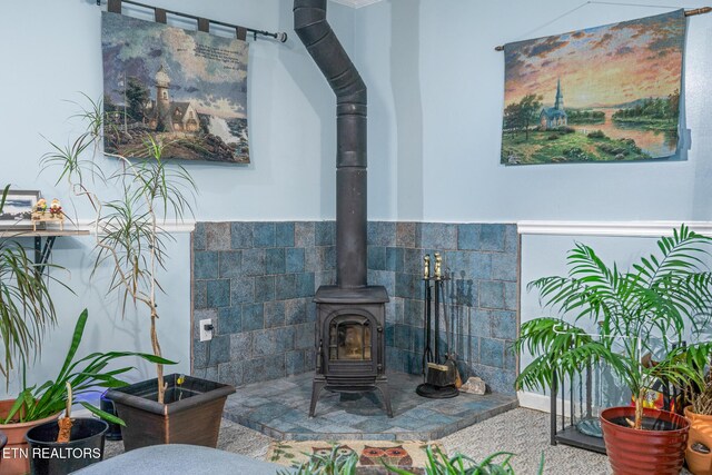 1108 Stanton Rd, Seymour, TN 37865 - detailed view of a wood stove and wainscoting