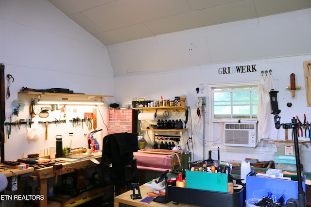 8025 Sharp Rd, Powell, TN 37849 - office space with a workshop area, lofted ceiling, and cooling unit